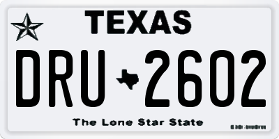TX license plate DRU2602