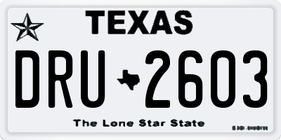 TX license plate DRU2603