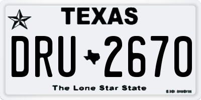TX license plate DRU2670