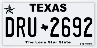 TX license plate DRU2692