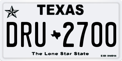 TX license plate DRU2700