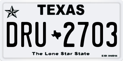 TX license plate DRU2703