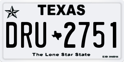 TX license plate DRU2751