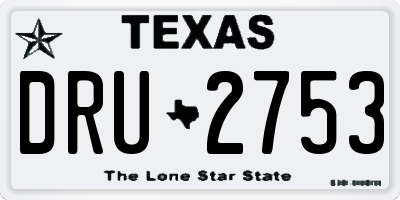 TX license plate DRU2753