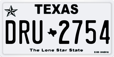 TX license plate DRU2754