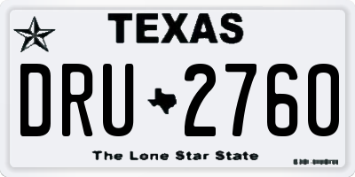 TX license plate DRU2760