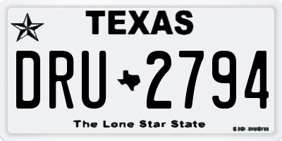 TX license plate DRU2794
