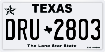 TX license plate DRU2803
