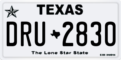 TX license plate DRU2830