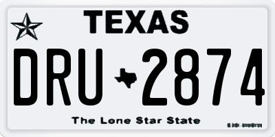 TX license plate DRU2874