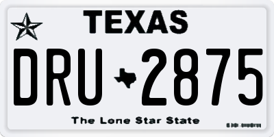 TX license plate DRU2875