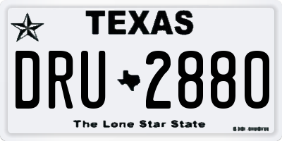 TX license plate DRU2880