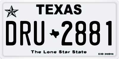 TX license plate DRU2881
