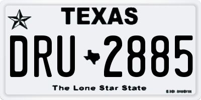 TX license plate DRU2885