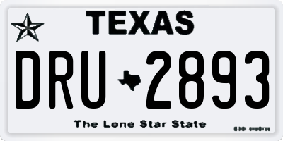 TX license plate DRU2893