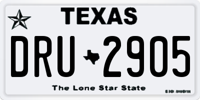 TX license plate DRU2905