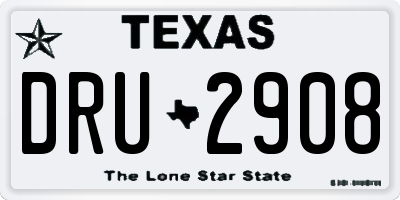 TX license plate DRU2908