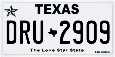 TX license plate DRU2909
