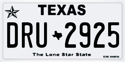 TX license plate DRU2925