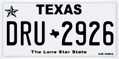 TX license plate DRU2926