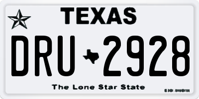 TX license plate DRU2928