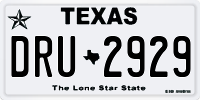 TX license plate DRU2929