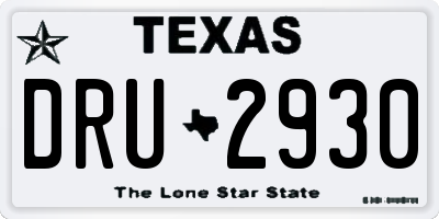TX license plate DRU2930