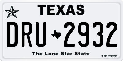 TX license plate DRU2932