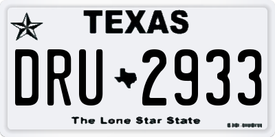 TX license plate DRU2933