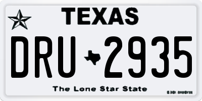 TX license plate DRU2935