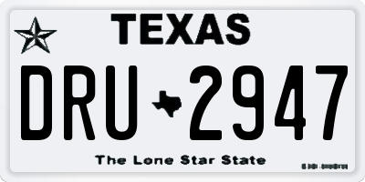 TX license plate DRU2947