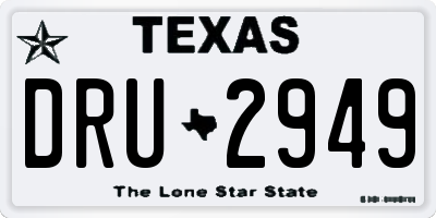 TX license plate DRU2949