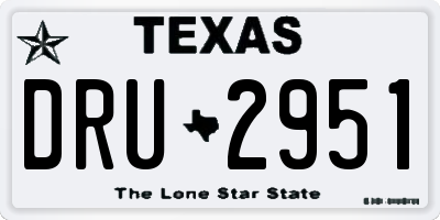 TX license plate DRU2951