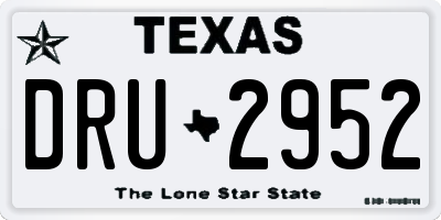 TX license plate DRU2952