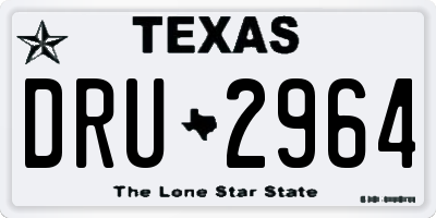 TX license plate DRU2964
