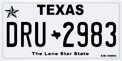 TX license plate DRU2983