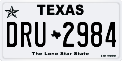 TX license plate DRU2984