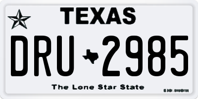 TX license plate DRU2985