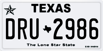 TX license plate DRU2986