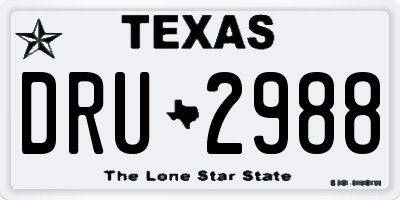 TX license plate DRU2988