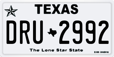 TX license plate DRU2992