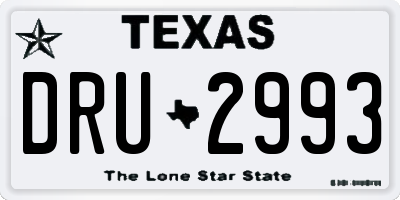 TX license plate DRU2993