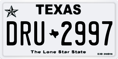 TX license plate DRU2997