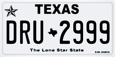 TX license plate DRU2999