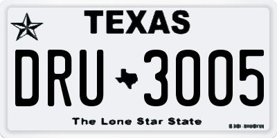 TX license plate DRU3005