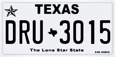 TX license plate DRU3015