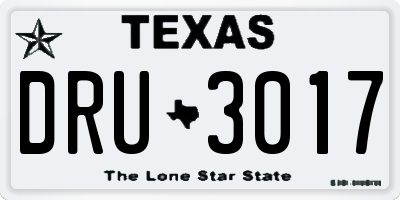 TX license plate DRU3017