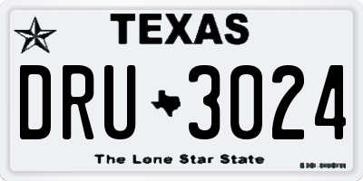 TX license plate DRU3024