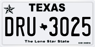 TX license plate DRU3025
