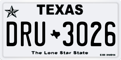 TX license plate DRU3026